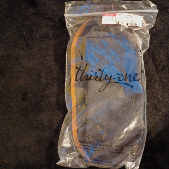 Thirty-One Expanding Travel Case - Slate  (dark blue) canvas toiletry bag - Picture 1 of 2